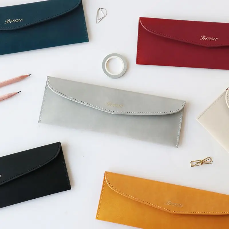 

Solid Color PU Leather Novelty Pencil Pouch Pencil Case Bag Holder Case School Office Supplie 1PCS