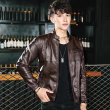 Осень Человек Стенд тонкий срез кожаная одежда Молодежный досуг Свободное пальто