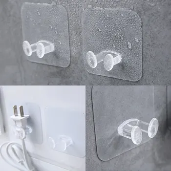 

1pc Wall Storage Hook Power Plug Socket Holder Wall Adhesive Hanger Home Office For Kitchen Living Room Power Plug Hook
