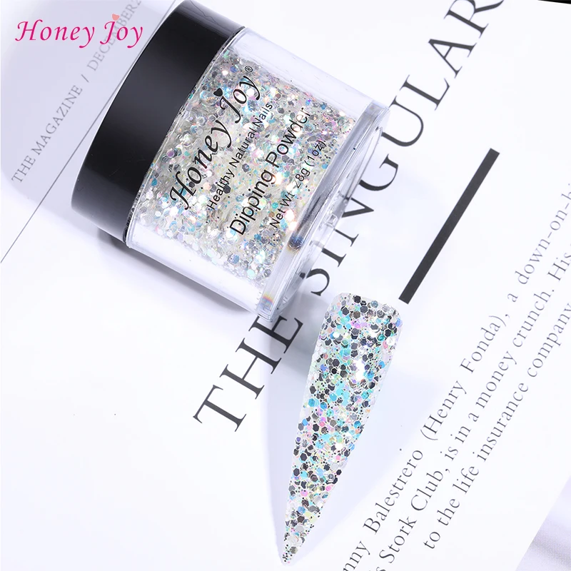 

18g/28g Holographic Iridescent Silver Rainbow Colors Mirror Reflected Shine Silver Glitter Hexagon Sequins Paillette Dip Powder
