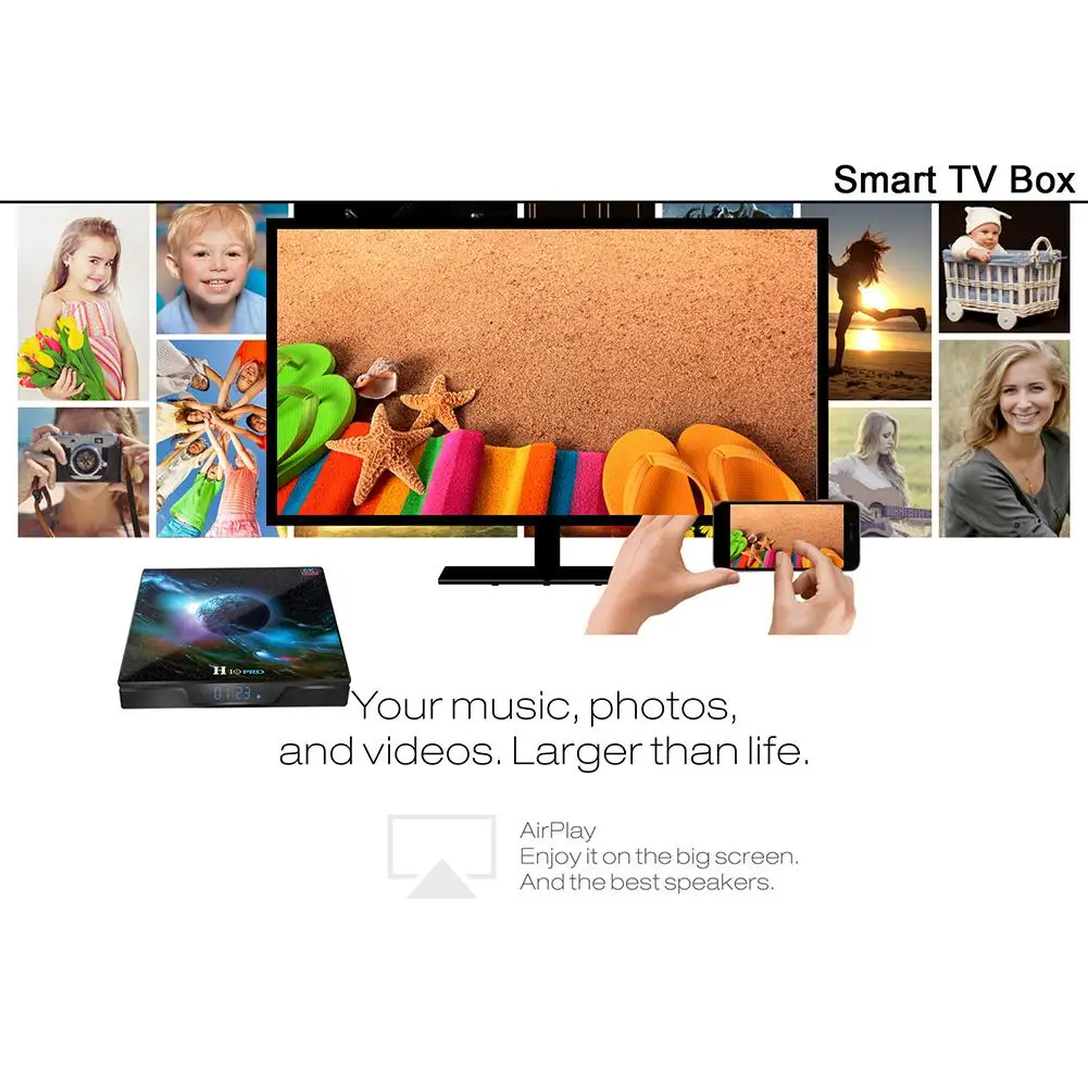 4+ 64 ГБ приставка четырехъядерный 64-разрядный 6K HDMI Smart tv box Android 9,0 OS 1080P HD ТВ приставка Встроенный 2,4G пульт дистанционного управления