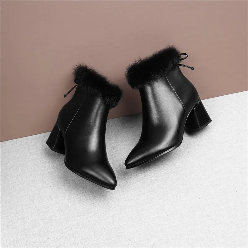 FEDONAS/женские зимние теплые ботильоны на молнии сбоку; ботинки «Челси» на высоком каблуке; обувь для танцев; женская обувь из натуральной кожи; большие размеры