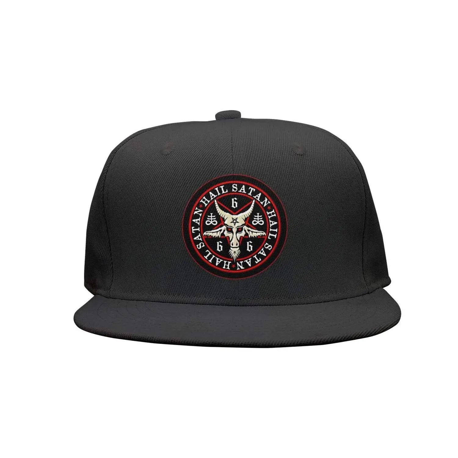 

Unisex Hail Satan Goat 666 red Logo Flat Baseball Cap Fitted Style Hats