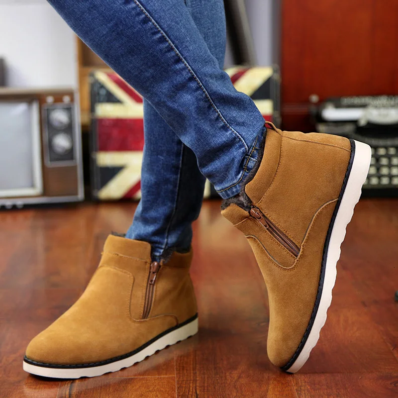 Men Boots Men Winter Shoes Plus Size 37-47 Warm Ankle Botas Hombre For Leather Winter Boots Shoes Men Plush Winter Sneakers Mens