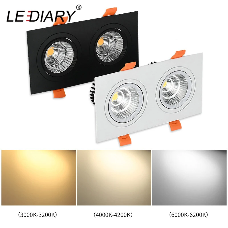 

LEDIARY LED Double Head LED Downlight COB 110V-220V 3W 7W 12W Ceiling Recessed Grille Light Spot Downlights 3000K/4000K/6000K