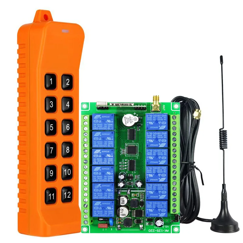 3000m DC 12V 24V 48V 433mhz 12 channel RF Wireless Remote Control switch Industrial crane Multiple power relay transmitter | Электроника
