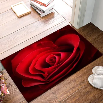 

Rose Red Flower Love Love Romance Texture Good Heart Blossom Red Heart Beautiful DoorMat Outdoor Indoor Bathroom Rug