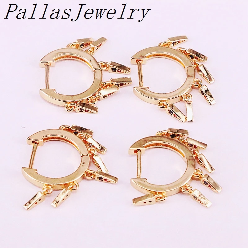 

6Pairs, 2019 Gold Filled Tassel Dangle Earring Zirconia CZ Micro Pave Fashion Earring For Women Lady