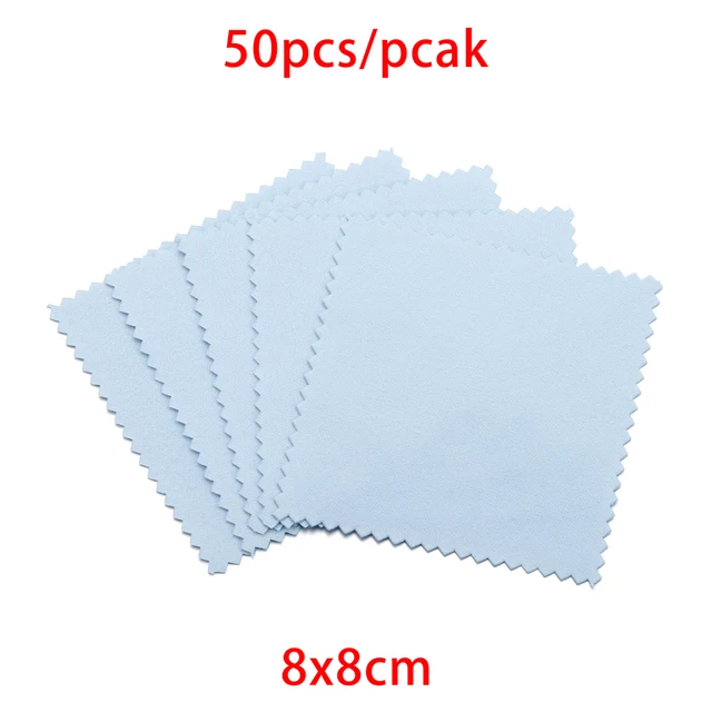 10-50pcs Polish Polishing Cloth Silver Color Cleaning  Polishing Cloth Soft Clean Wipe Wiping Cloth For Silver Gold Jewelry Tool Blue 8x8cm 50Pcs