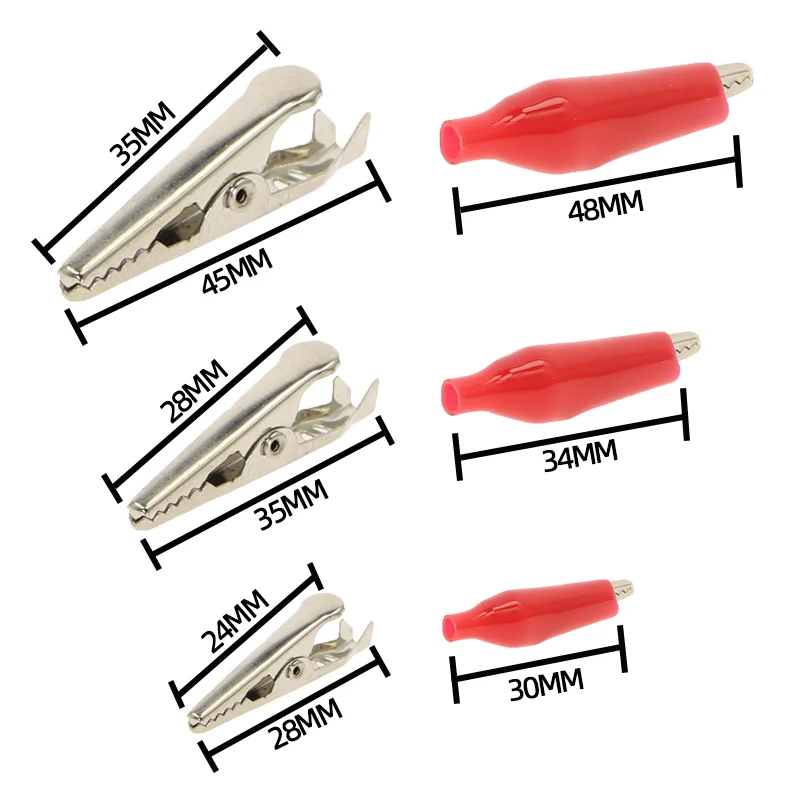 28MM/35MM/45MM metal alligator clips for testing probes and meters 6 colors with plastic protective cover 10pcs alligator clips,test clip,test hooks clips