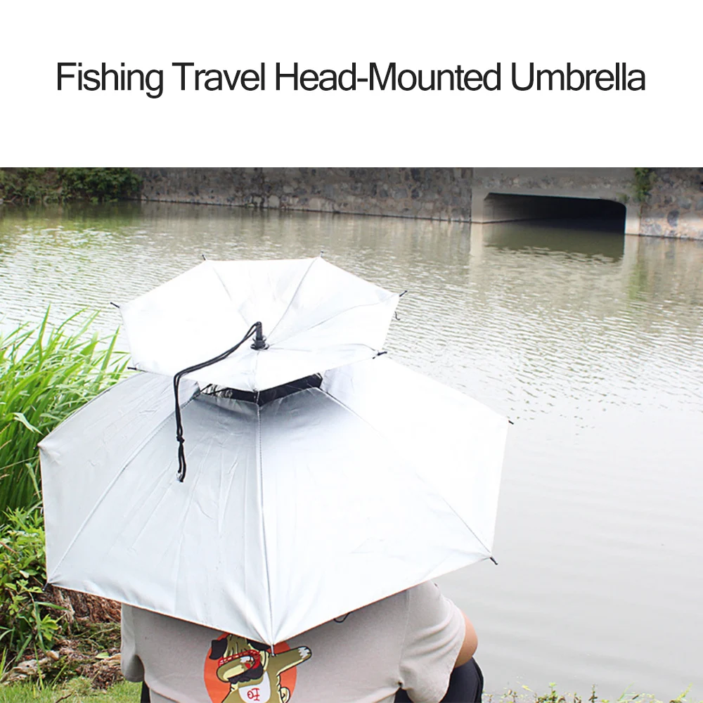 

Portable Fishing Umbrella Hat Cap Foldable Sun Shade Waterproof Cap Double Breathable Windproof Fishing Headwear Rain Gear