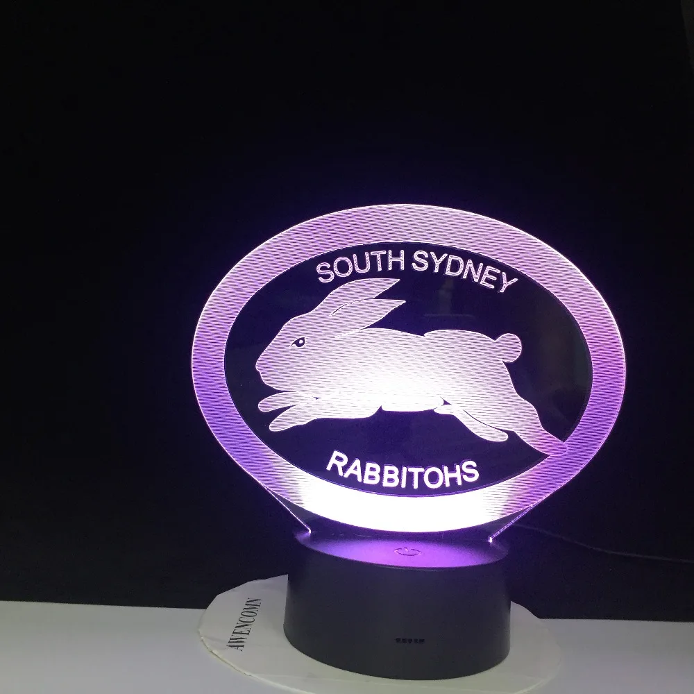 Южная Сидни Rabbitohs сенсорная кнопка Usb Домашний Декор Футбол регбист ночные светильники 3D Led настольная лампа ночник для детской комнаты 2608