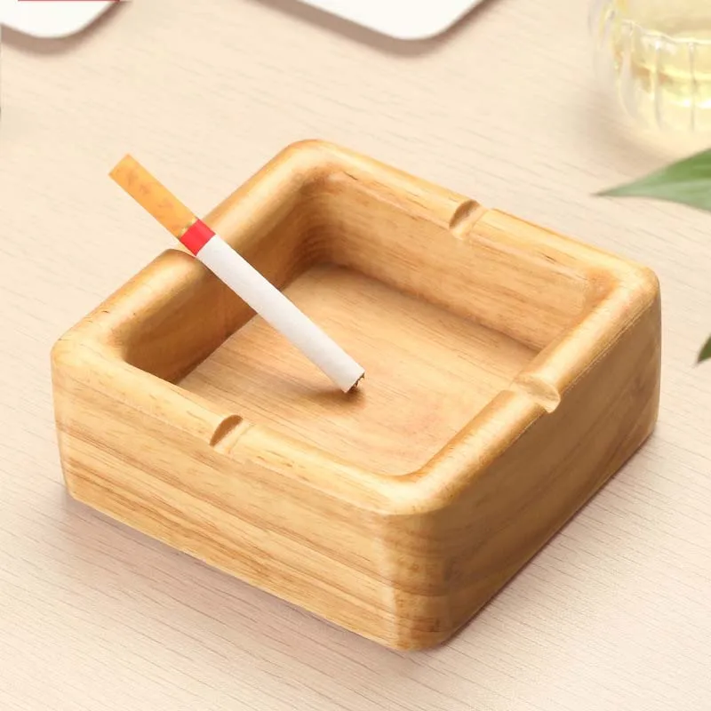 Retro Wooden Ashtray Creative Square Cigarette Cigar Ashtray Tobacco Ashtrays for Home Office Smoking Cigarette Accessories