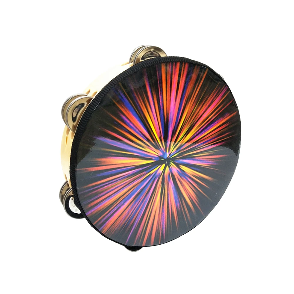 

8" Hand Held Tambourine Drum Bell with Metal Jingles Percussion Musical Educational Instrument for KTV Party Kids