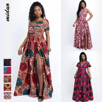 

African Print Women's Dresses Summer 2020 Multi-wear Sexy Spaghetti Strap Split DIY Dresses For Women Vetidos