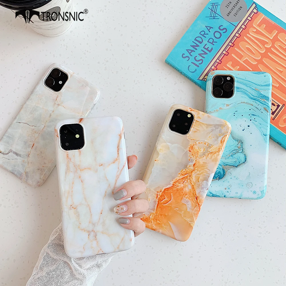 Мраморный чехол для телефона iPhone 11 Pro Max XR X XS MAX роскошный мягкий глянцевый зеленый