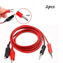 

Two-color Alligator Clip With Wire 3.7 X 1 X 0.8cm Double Parallel Test Lead 1M PVC For Laboratory Electrical Testing Work