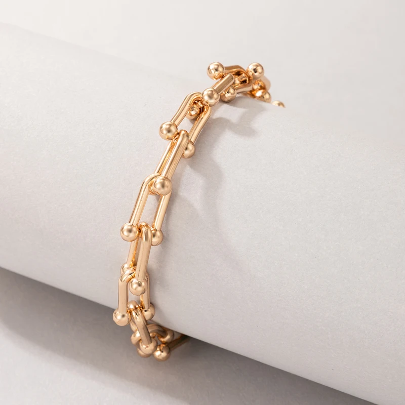 Tocona Vintage Heavy Metal Chain Single Layer Bracelets for Women Charms Gold Color Geometry Alloy Bangle Party Jewelry 20909 bracelet jewelry
