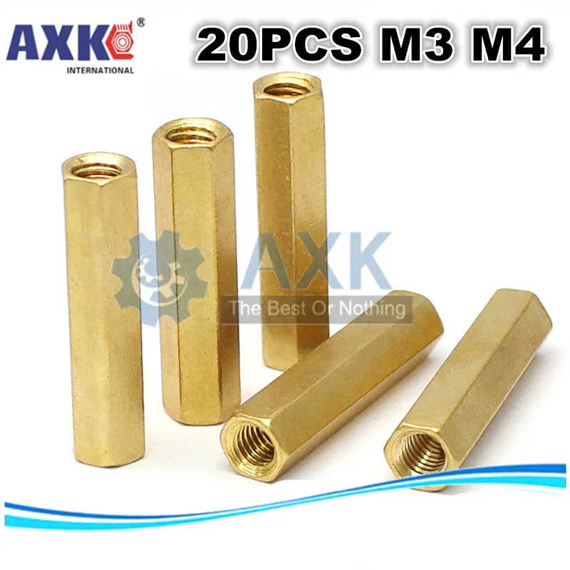 AXK 20 шт. M3 M4 болт с шестигранной головкой женские шестиугольная латунные стойки