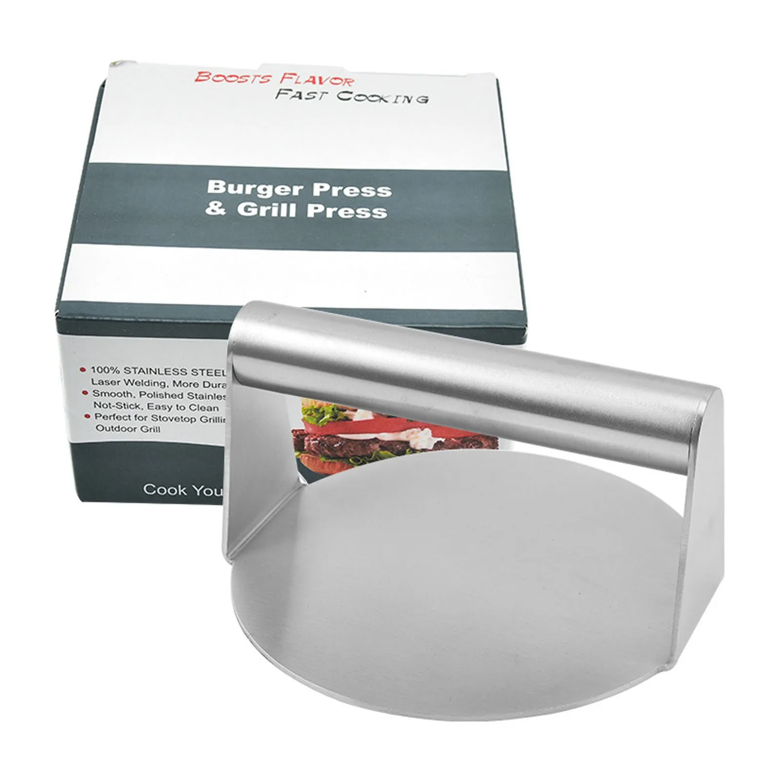 Burger Press Patty Maker Mold Stainless Steel Hamburger Maker Manual Press Round Non-Stick Chef Cutlets Hamburger Meat
