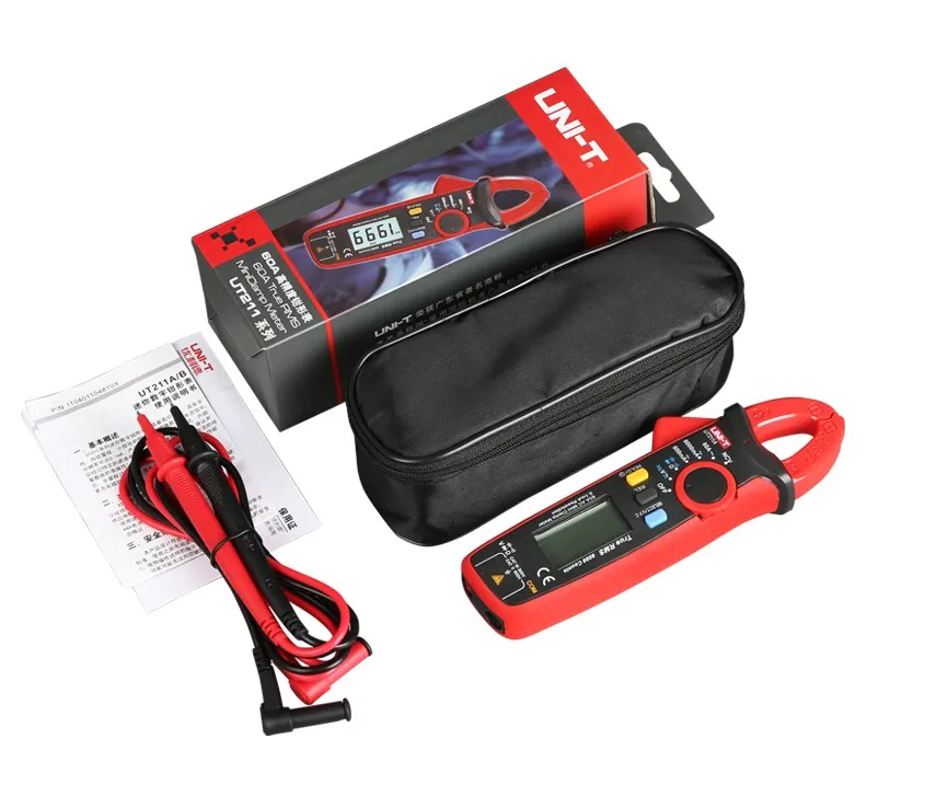 UT211B AC/DC 60A Мини цифровой клещи измерительный инструмент True RMS Амперметр V. F. C. NCV сопротивление емкость тест lcd BacklightAC/DC - Цвет: UT211B