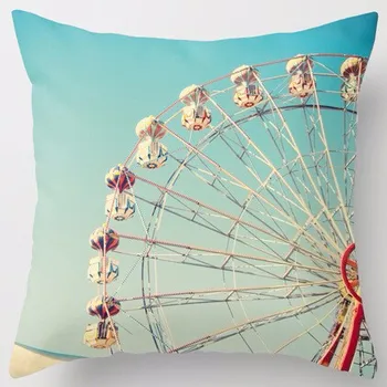 

Creative Design Love Ferris Wheel on Blue Sky Vintage Fun Pillow Sham Zippered Square Throw Pillowcase Cushion Case