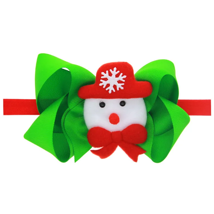 Green Snowman Модные рождественские детские повязки для волос с бантом, детские повязки для волос, аксессуары для волос - Цвет: Green Snowman