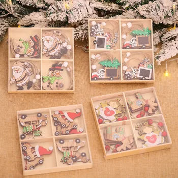 

Navidad 12pcs New Year Gifts Kids Toys Wooden Pendants Xmas Tree Christmas Ornaments for Home Decor Christmas Decorations Natal