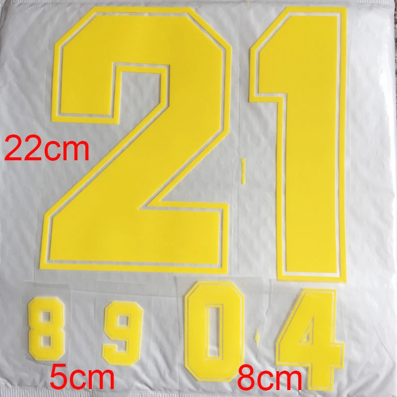 

Yellow Numbers 0-9 Heat Transfer Patches 22cm\8cm\5cm Name Sporty Cloth Sticker Hot Heat Transfer DIY Iron On Clothing Bag Shoes
