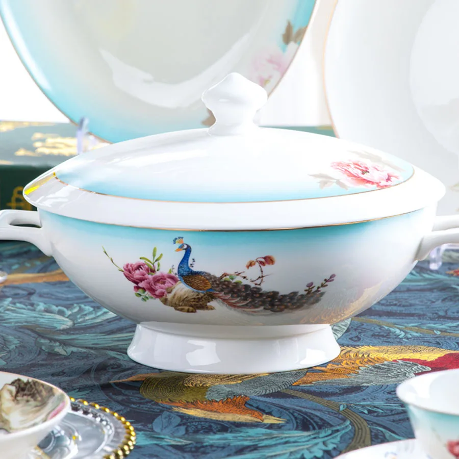 60 Heads Jingdezhen Ceramics Dishes Set Household combination European ceramic tableware Jingdezhen simple Chinese dish set