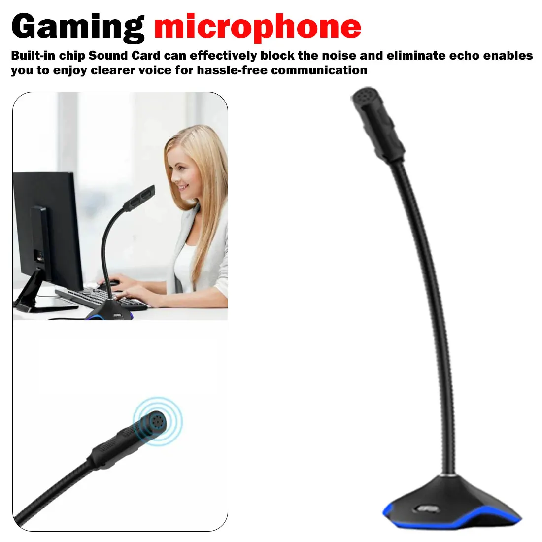 USB конденсаторный микрофон со светодиодной подсветкой для компьютерной записи игр общения