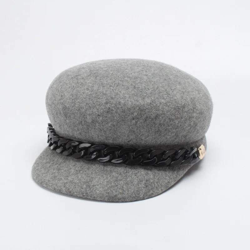 Wool Winter Hat Women Fashion Chain Newsboy Caps cotton newsboy cap windproof winter hat