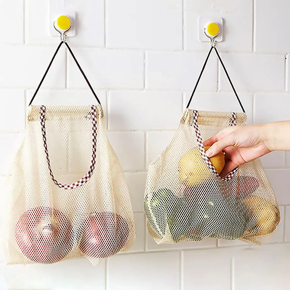 

Fruit Vegetable Garlic Onion Durable Hanging Storage Mesh Bag Organizer Breathable Reusable Pouch Practical Kitchen Supplies