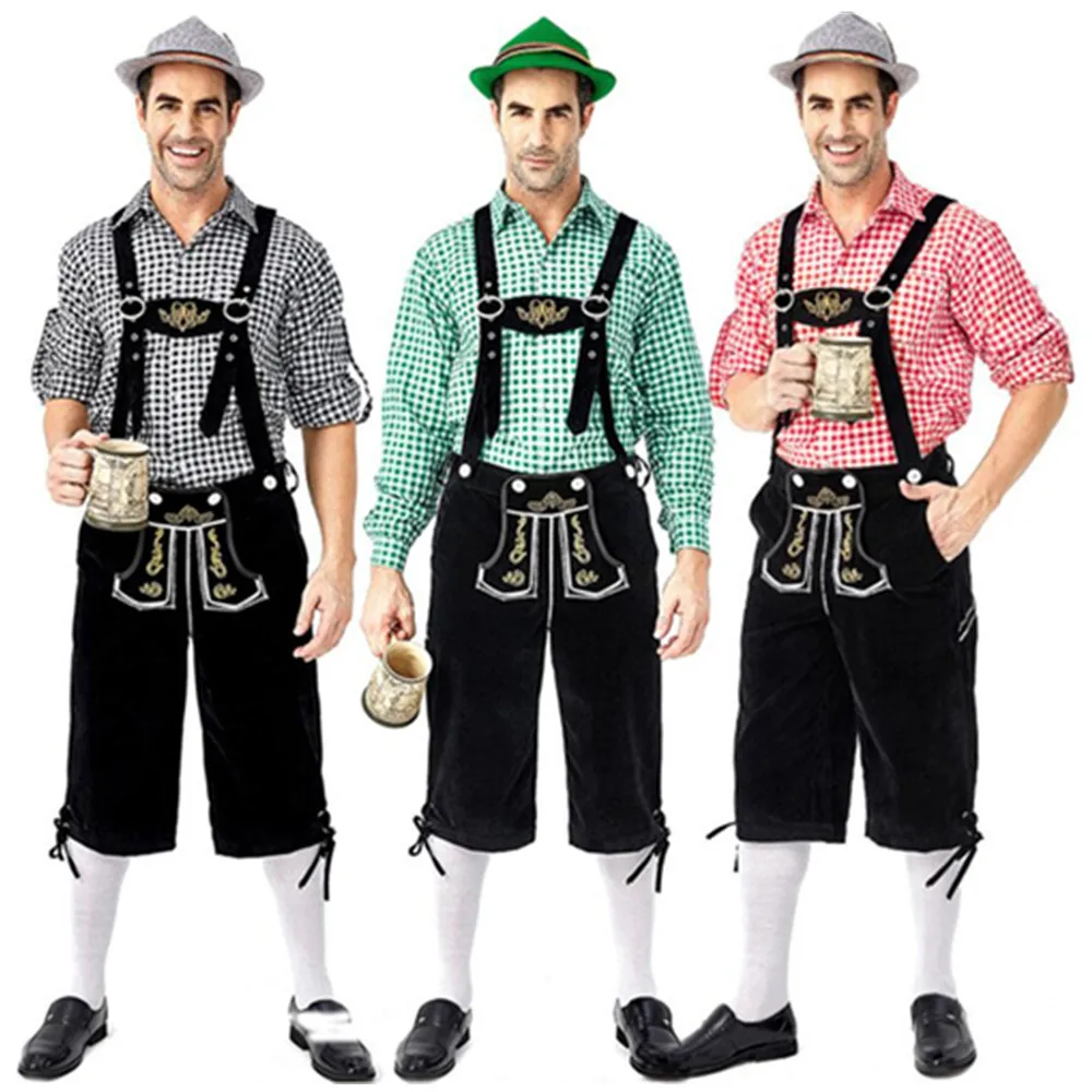 Роскошный мужской костюм на Октоберфест Lederhosen 3 шт./компл. немецкий баварский