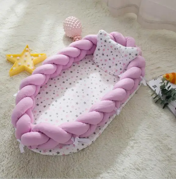 Переносная люлька для новорожденных, тканая детская кроватка, хлопковая койка для кормления, постельные принадлежности, безопасная защита BXX017 - Цвет: BXX017K-50X90X15cm