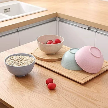 

Mixed Size Unbreakable Cereal Bowls Wheat Straw Fiber Lightweight Bowl Sets 8 - Dishwasher & Microwave Safe