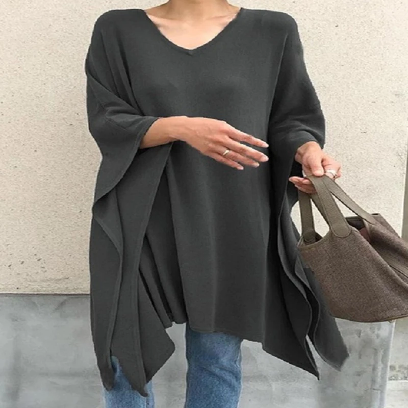 

GAOKE Women Sexy V Neck Long Sleeve Blouse Shirts 2020 Spring Autumn Tops Casual Loose Blusas OL Shirt Plus Size 5XL