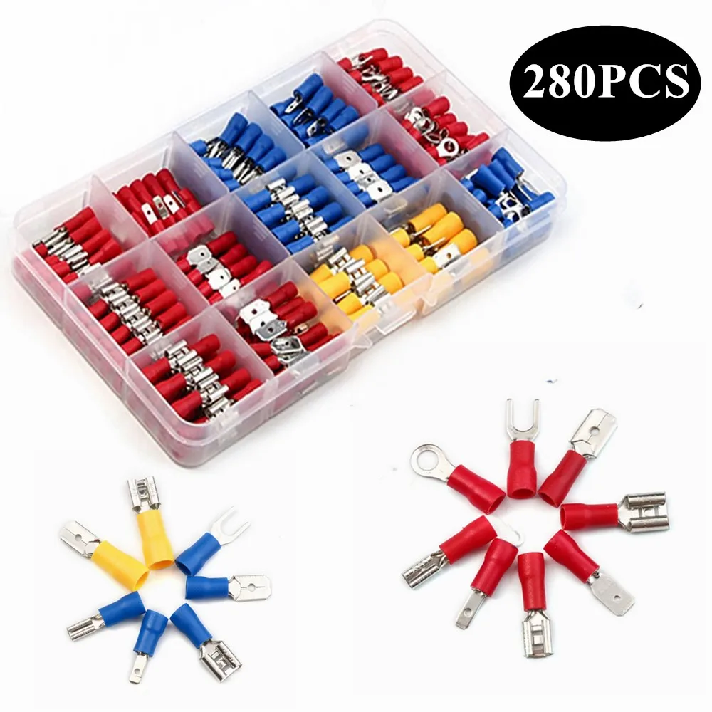 280 Pcs Crimp Spade Terminal Assorted Electrical Wire Cable Connector