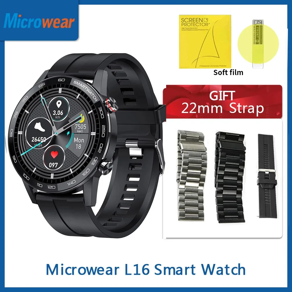 DIY Watch Faces Microwear L16 Smart Watch ECG 360*360IPS Heart Rate Blood Oxygen IP68 Waterproof BT Call L16 Smartwatch