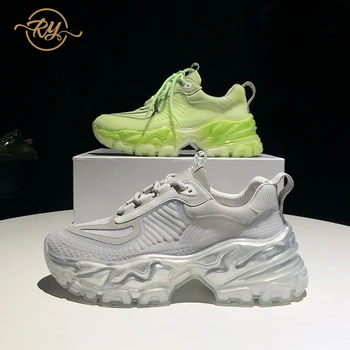 

RY-RELAA women shoes platform sneakers 2020 fashion Genuine Leather wedges shoes for women ins white shoes casual shoes women