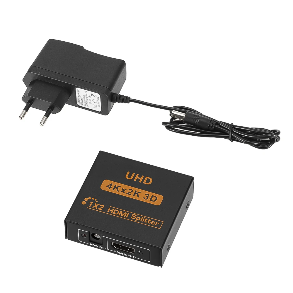 Ultra HD 4K HDMI сплиттер 1X4 порта 3D UHD 1080p 4K* 2K видео HDMI переключатель HDMI 1 вход 2/4 выход концентратор ретранслятор усилитель - Цвет: 1x2 with EU Plug