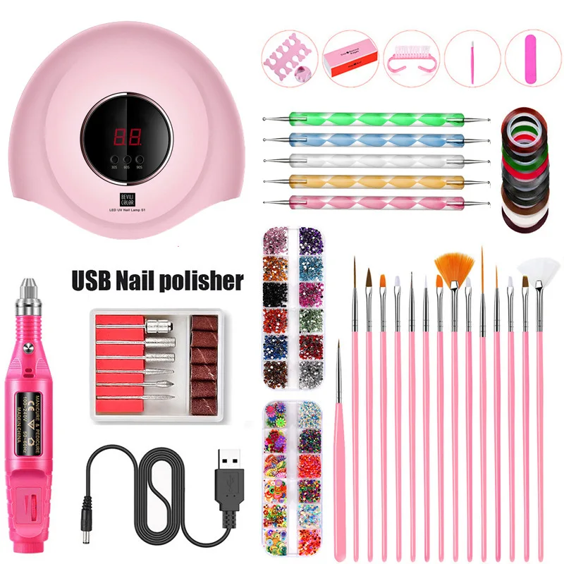 Набор лаков для ногтей сушилка с УФ светодиодный светильник набор погружных