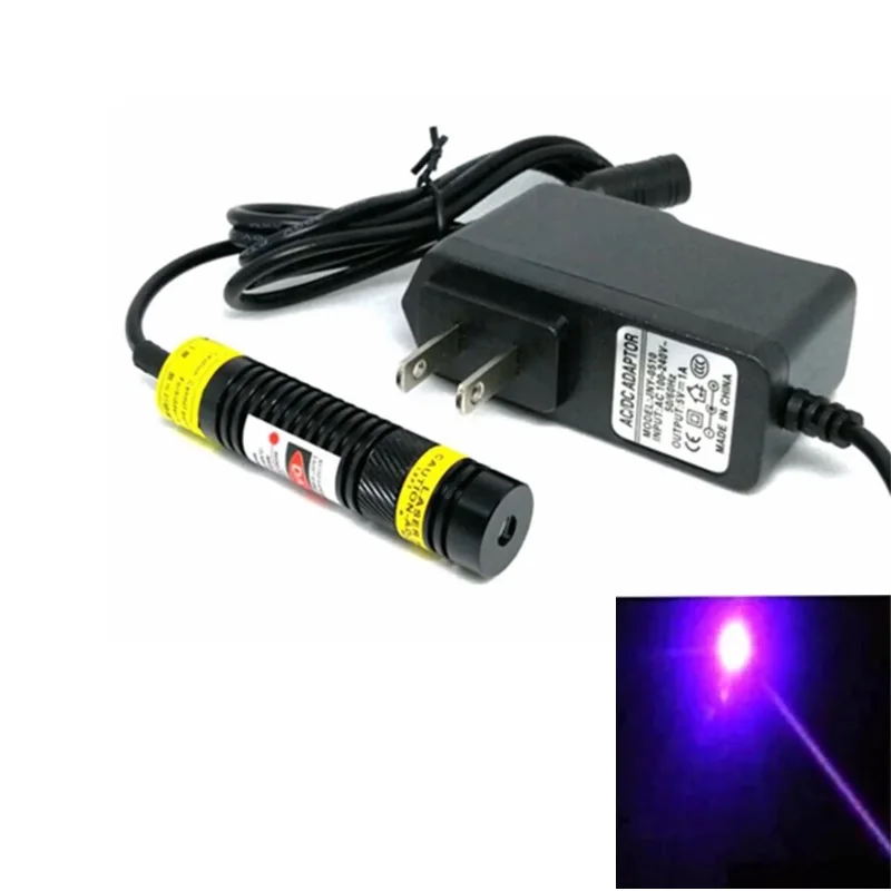 405nm Laser 200mw Purple Blue Laser Focusable Head Dot Module High Power 16x68mm with 5V 1A Power Adapter 532nm 10mw green laser diode line module 18x75mm with 5v 1a power adapter us eu uk type optional）