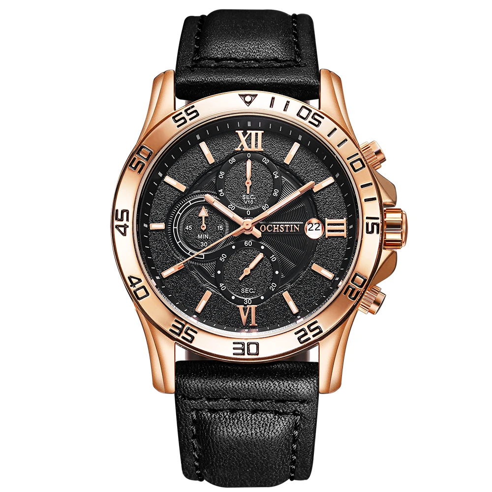 

2022 Luxury Brand OCHSTIN Watches Men Watches Genuine Leather Quartz Watches Waterproof Military Chronograph Wristwatch Luminous