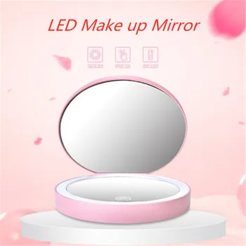 

Led Light Mini Makeup Mirror Compact Pocket Face Lip Cosmetic Mirror Travel Portable Lighting Mirror Foldable