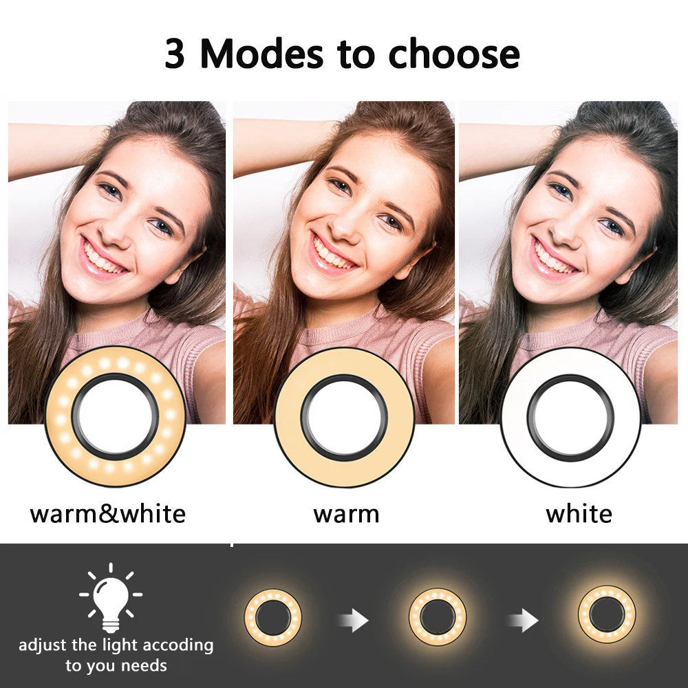 Dimmable Wide Dimming Range LED Ring Fill in Light Tripod for Camera Photo Studio Selfie Photography