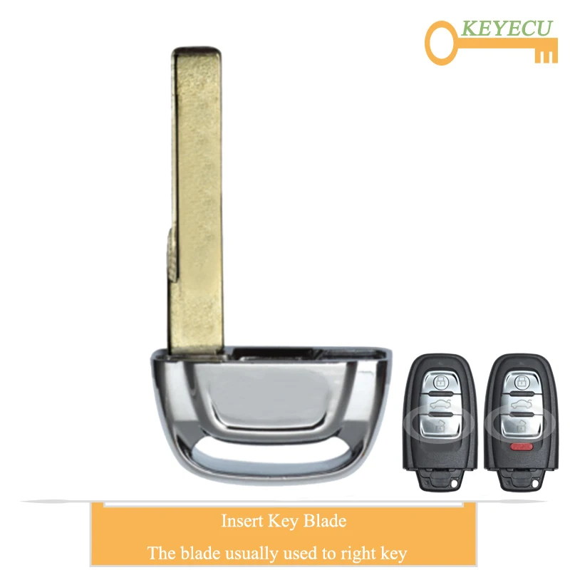 Замена KEYECU Smart Prox Uncut пустой аварийный вставной ключ для Audi A4L A3 A4 A5 A6 A8 Quattro Q5 Q7