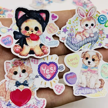 

30Pcs Cat Dog Diary Stickers Junk Journal Planner Fairy Stickers Fairy Scrapbooking Decorative Stickers DIY Craft Photo Albums