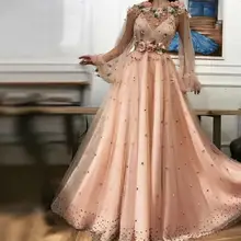 Robe de soirée de forme trapèze, tenue de soirée élégante, manches longues, motif floral 3D, longueur au sol, Sexy 