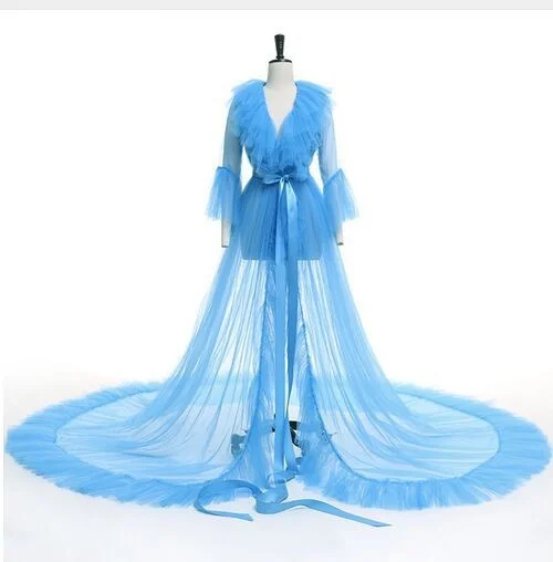 

Women's Fashion Medieval Vintage Semitransparent Bridal Gowns Feather Wedding Robe Tulle Fantasy Furry Edge Fairy Outwear Dress